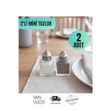 2 Li Mini Cam Tuzluk & Karabiberlik Şık Baharatlık Seti, Sofra, Piknik Ve Mutfak Kullanımı İçin Gri - Şeffaf