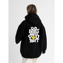 Blackjack Giyim Kadın Do What Baskılı Kapüşonlu Sweatshirt siyah