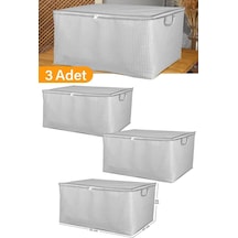 3 Adet - Maxi Boy Gri Benekli Yastık/battaniye Hurcu - 70x45x40 Cm