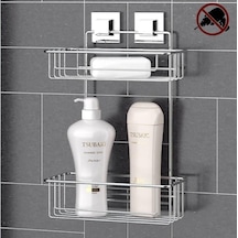 Geseus Yapışkanlı Iki Katlı Krom Banyo Rafı Ef256 Çok Renkli