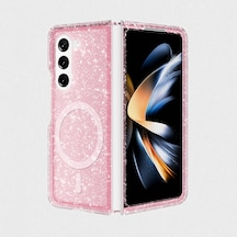Butam Bilişim Galaxy Uyumlu Z Fold 6 Kılıf Magsafe Şarj Özellikli Parlayan Simli Saydam Renkli Al Pembe
