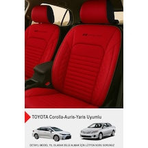 İstanbul Serisi Deri Oto Koltuk Kılıfı Toyota Corolla-auris-yaris Uyumlu Kırmızı