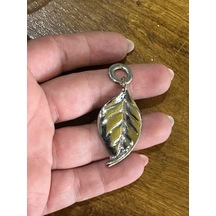 Çelik Yaprak Kolye Ucu Takı Aksesuarı 4x2 Cm