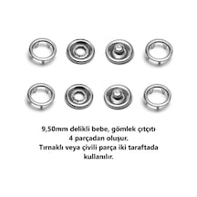 Çıt Çıt 9,5 Mm Gümüş Renkli 100 Adet 4 Parça Takım - 690822070