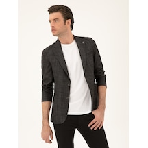 Cacharel Siyah Slim Fit Keten Karışımlı Ceket