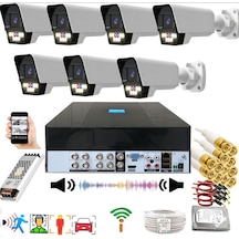 7 Li Sesli Araç İnsan Yüz Ve Hareket Algılayan 5 Mp Lens 9 Warm Led Gece Renkli Kamera Seti 5909ws-p