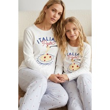 Siyah İnci Pamuklu Likralı Örme Pijama Takım26241169 Beyaz