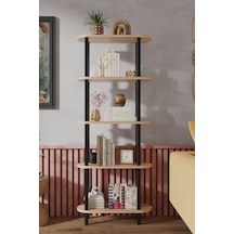 Soft 5 Katlı Modern Kitaplık Dekoratif Çok Amaçlı Kitaplık Ve Organizer Çok Raflı Düzenleyici - Meşe Meşe