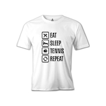 Tenis - Eat Sleep Tennis Beyaz Erkek Tshirt