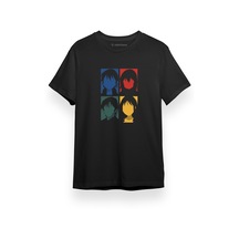Erased Anime All Main Character Minimal Colorful Art Siyah Kısa Kol Erkek Tshirt 001