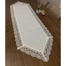 Linen Jute Simli Krem Keten Runner40x140 Cm