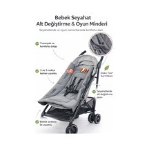 6'sı 1 Arada Bebek Seyahat Alt Değiştirme Matı Bebek Arabası Ana Kucağı Mama Sandalyesi Oyun Minderi Gri