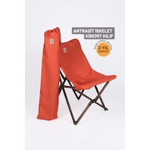 Bag The Joy Ahşap Antrasit İskelet - Kiremit Kılıf Sandalye Turuncu