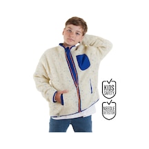 Unisex Çocuk Kışlık Peluş Beyaz Uzun Kollu Mont 6-11 Yaş