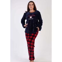 Kadın Uzun Kol Büyük Beden Welsoft Lacivert Pijama Takımı 3c0t4n0o83 001