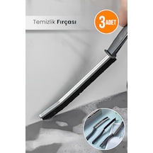 3'lü Ince Detaylı Temizlik Fırçası Dar Köşe Kıl Saplı Fırçası Banyo Mutfak 23 Cm