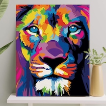 Sayılarla Boyama Tuval Seti Fırça Boya Dahil Çıtalı 40x50 Cm - Aslan