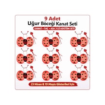 9 Lu Uğur Böceği Kostüm Seti Kanat Taç Asa