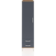 Kronos Dolap Tek Raflı 2 Çekmeceli Tek Askılı 44x59x182 Çam-antrasit Atlas Çam