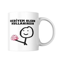 Hediyem Olsun Komik Yazılı Kupa Bardak Hediyelik Çay Kahve Kupası Coffee Mug Açık Altın