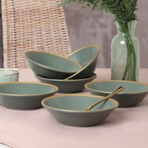Mat Yeşil Gold File Hitit Yemek Tabağı 18 Cm 6 Adet - 322 Çok Renkli
