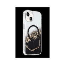 Onegif Apple Uyumlu iPhone 14 Lotus Simli Magsafe Kapak - Siyah