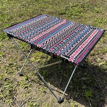 Halın Taşınabilir Katlanır Kamp Masa Oxford Kumaş Alüminyum Alaşımlı Dirsek Masası Bahçe Piknik Barbekü Ethnic Pattern