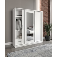 Luna 3 Kapaklı 2 Çekmeceli Aynalı Sürgülü Dolap