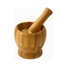Bambu Havan Orta Boy 8x8 Cm Ahşap Sarımsak Ezici Baharat Ezme Havanı