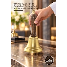 4 Adet Pirinç El Çanı 21 Cm Boy, El Tipi Zil, Servis Bell Ve Hand Bell, Masa Çanı Model Nı7077a
