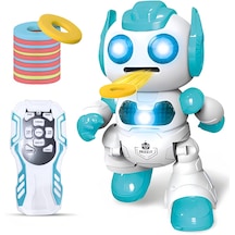 Uzaktan Kumandalı Disk Atan Sesli Işıklı Renkli Sevimli Robot Disk Fırlatan Robot Oyuncak Robot