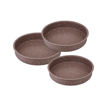 Saflon Sf8500Gr Granit 3Lü Yuvarlak Fırın Tepsi 28-32-36 CM Kahverengi