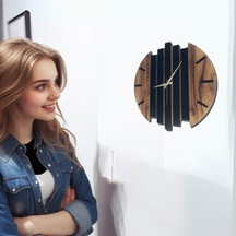 Modern Ahşap Duvar Saati 35cm Siyah