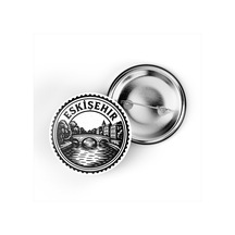 5 Adet İğneli Çanta Rozeti - Porsuk Çayı - Eskişehir - 44 MM Çok Renkli