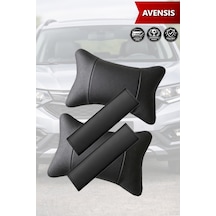 Avensis Uyumlu Siyah Lüks Deri Yastık Set Deri Kemer Koruyucu