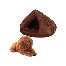 Sones Üçgen Kedi Kulübesi Sıcak Kalın Moğol Yurt Evcil Köpekler Kediler Evi Boyut: M, 40 40 30cm Koyu Kahve