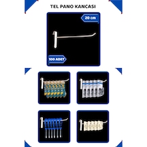 20 Cm - 100 Adet Beyaz Tel Pano Kancası Raf Askısı Beyaz