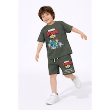 Miniko Kids Erkek Çocuk Brawl Stars Modelli Pamuk Şortlu Takım Yeşil