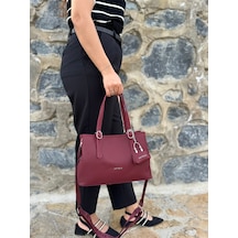 Just Polo Kadın Yeni Sezon Yumuşak Deri Ayarlanabilir Askılı Şık El Ve Omuz Çantası Shoulder Bag Bordo