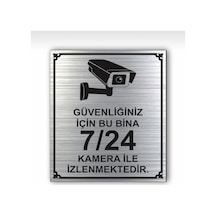 Güvenlik Kamera Kapı Duvar Uyarı - Yönlendirme Levhası Gümüş (536655413)