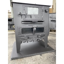 Tuğlalı Kömür Sobası Sömineli Kuzine 45' Camlı Fırınlı Soba