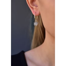 925 Ayar Gümüş Rodyum Kaplama Spinning Snowflake Halka Küpe