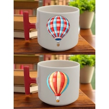 Balon Baslılı 2'li Latte Bardağı - Sevgililer Günü Hediyesi Kadın, Ablaya Doğum Günü Hediyesi Beyaz