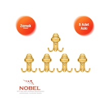 Sarikli Askı, Metal Vestiyer Askısı, Altin, Duvar Ve Dolap Askılığı 5'li Set Vidalı Altın