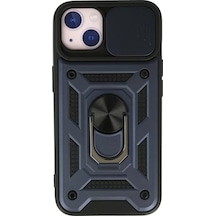 Newface Apple İphone 13 Kılıf Pars Lens Yüzüklü Silikon - Lacivert