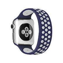 Newface Apple Uyumlu Watch 42mm Ayarlı Delikli Silikon Kordon Glblseme - 25 - Lacivert-beyaz