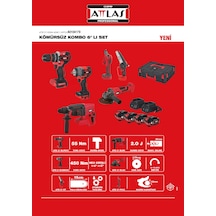 Attlas Atb21 Ks6a-404c Akülü 6'lı Set Matkap+kırıcı+somun Sıkma+taşlama+budama Makası+testere