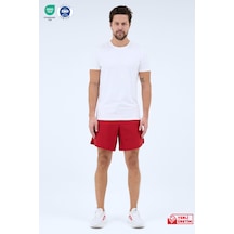 Zoma Cepleri Fermuarlı Spor Fitness Koşu Şortu - Pelops Kırmızı