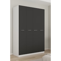 Aeka Ae-3190 Burç 4 Kapaklı Çok Bölmeli Askılı Raflı Ve Çekmeceli 210x140x53cm Gardırop Beyaz - Antrasit