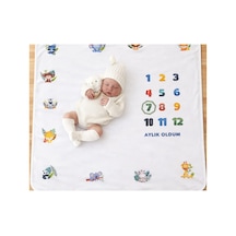 Anı Battaniyesi Bebek Aylık Oldum Battaniye Ekru